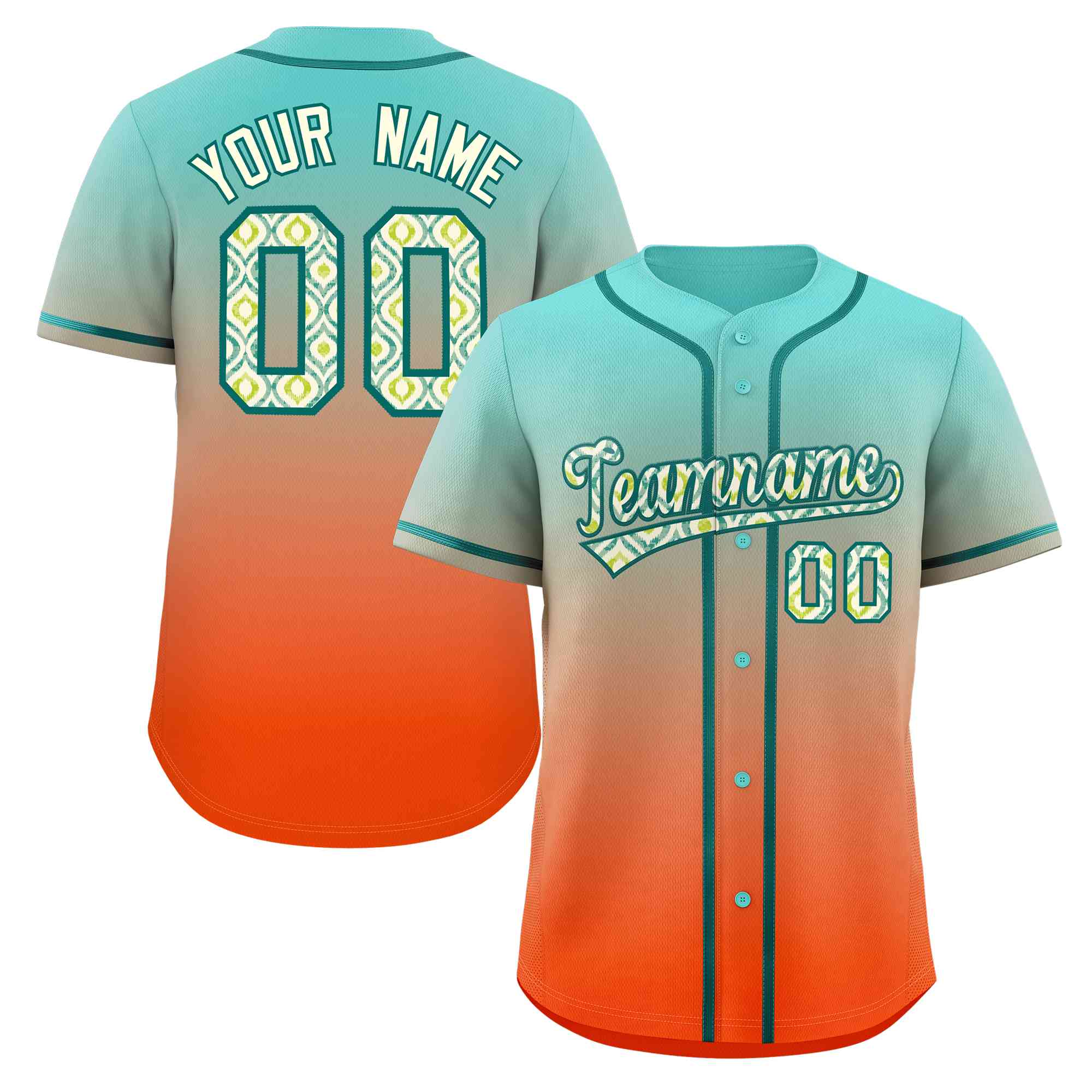 Custom Gradient Fashion Baseball Jersey Personalized Ethnic Pattern Name Number for Men Women Youth