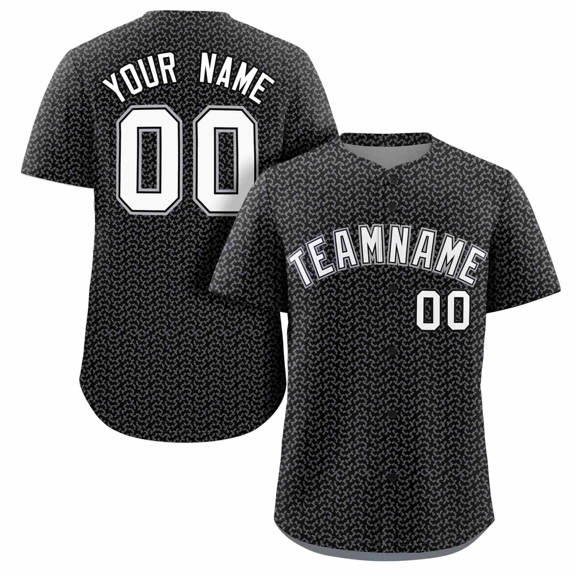 Custom Black White Texture Graffiti Pattern Personalized Authentic Baseball Jersey