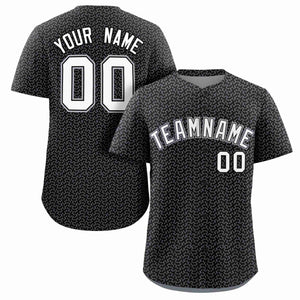 Custom Black White Texture Graffiti Pattern Personalized Authentic Baseball Jersey