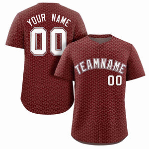 Custom Crimson White Texture Graffiti Pattern Personalized Authentic Baseball Jersey