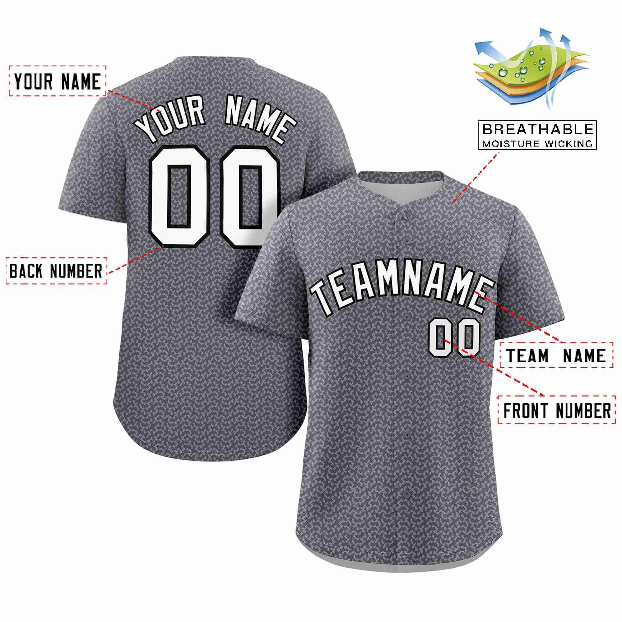 Custom Dark Gray White Texture Graffiti Pattern Personalized Authentic Baseball Jersey