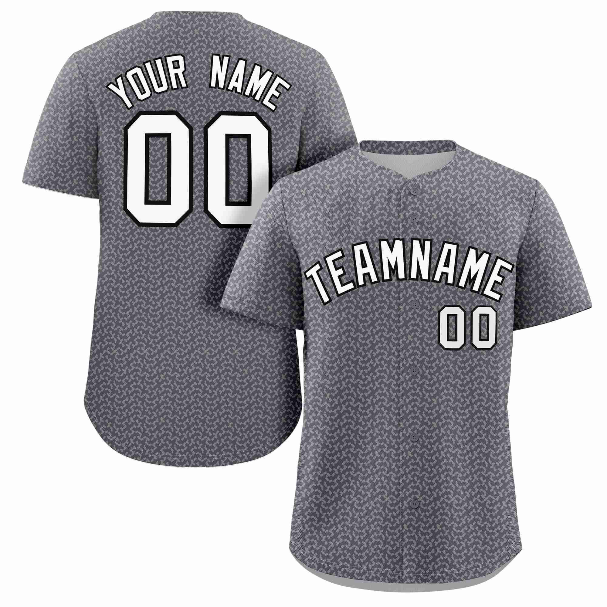 Custom Dark Gray White Texture Graffiti Pattern Personalized Authentic Baseball Jersey