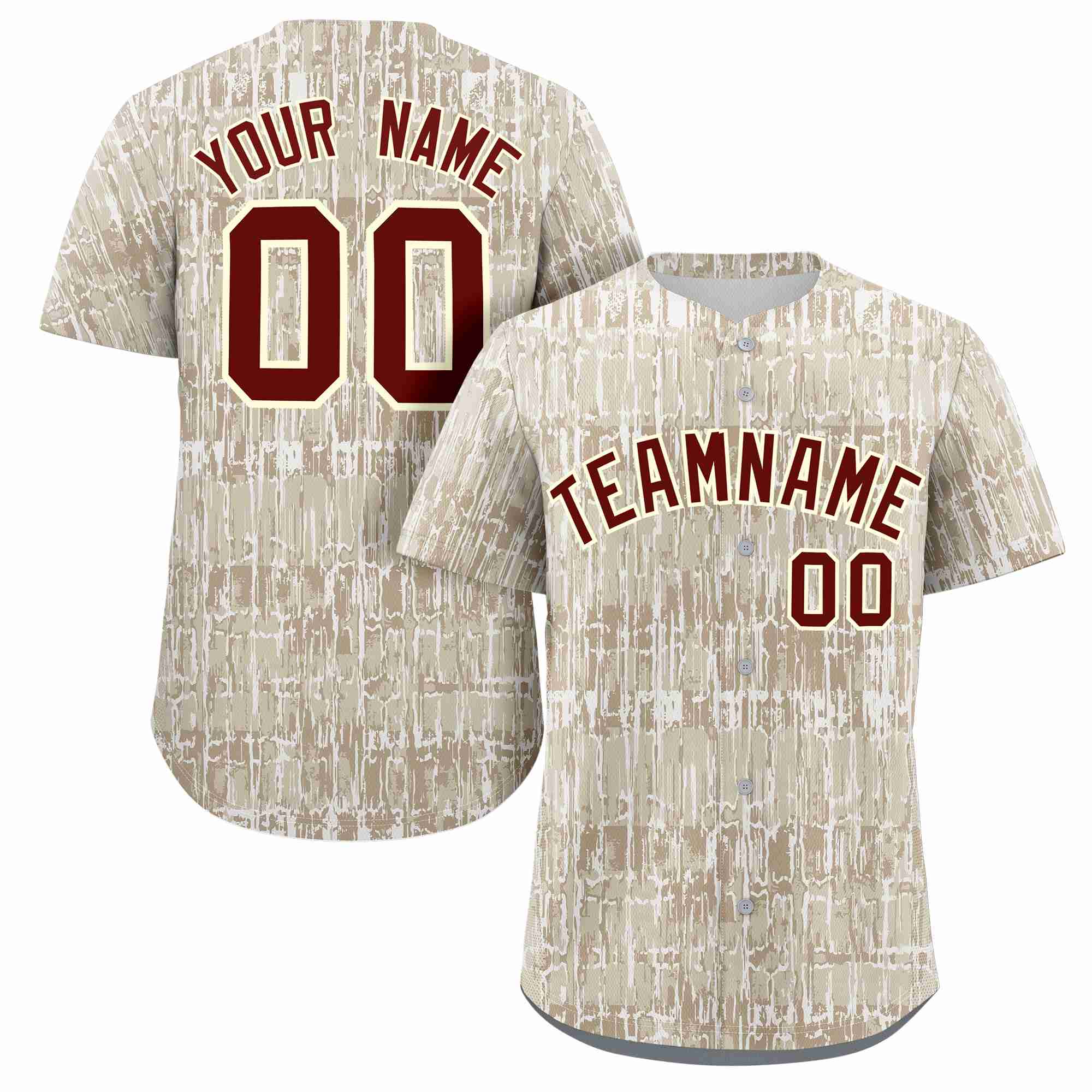 Custom Cream Crimson Texture Graffiti Pattern Personalized Authentic Baseball Jersey