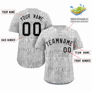 Custom Gray Black Texture Graffiti Pattern Personalized Authentic Baseball Jersey