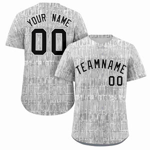 Custom Gray Black Texture Graffiti Pattern Personalized Authentic Baseball Jersey