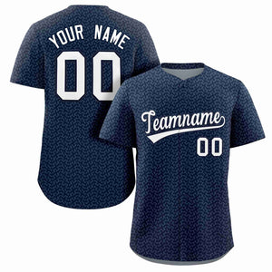 Custom Navy White Texture Graffiti Pattern Personalized Authentic Baseball Jersey