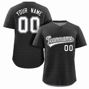 Custom Black White Texture Graffiti Pattern Personalized Authentic Baseball Jersey