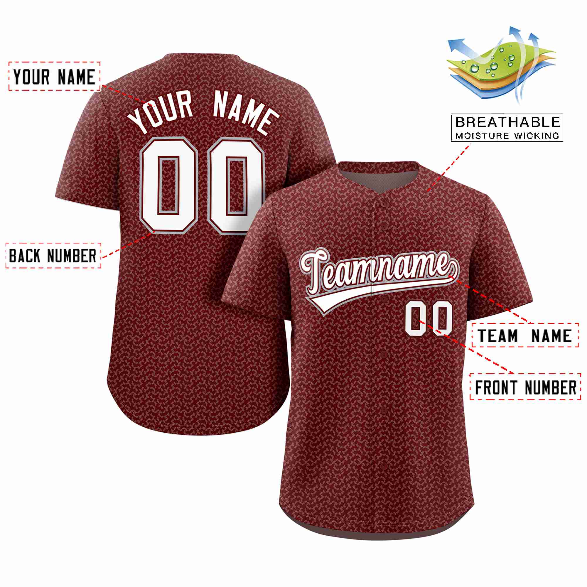 Custom Crimson White Texture Graffiti Pattern Personalized Authentic Baseball Jersey