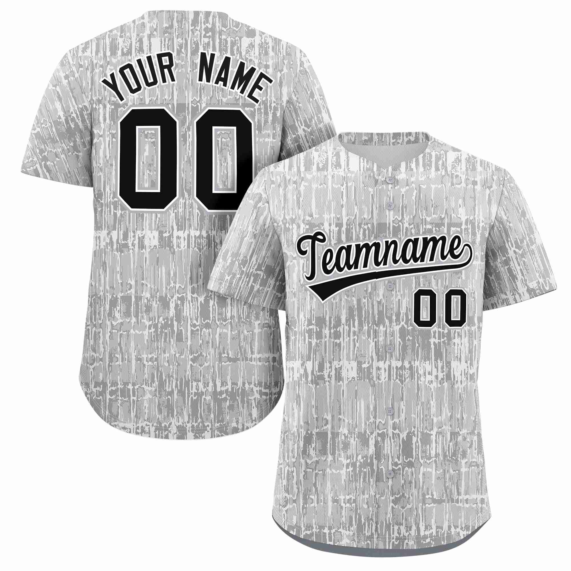 Custom Gray Black Texture Graffiti Pattern Personalized Authentic Baseball Jersey