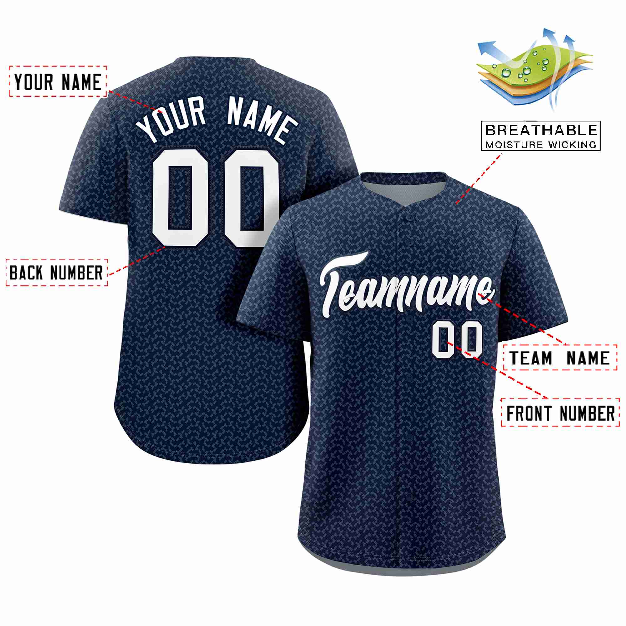 Custom Navy White Texture Graffiti Pattern Personalized Authentic Baseball Jersey