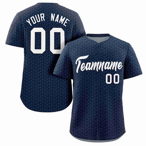 Custom Navy White Texture Graffiti Pattern Personalized Authentic Baseball Jersey