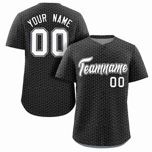 Custom Black White Texture Graffiti Pattern Personalized Authentic Baseball Jersey