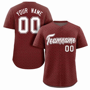 Custom Crimson White Texture Graffiti Pattern Personalized Authentic Baseball Jersey