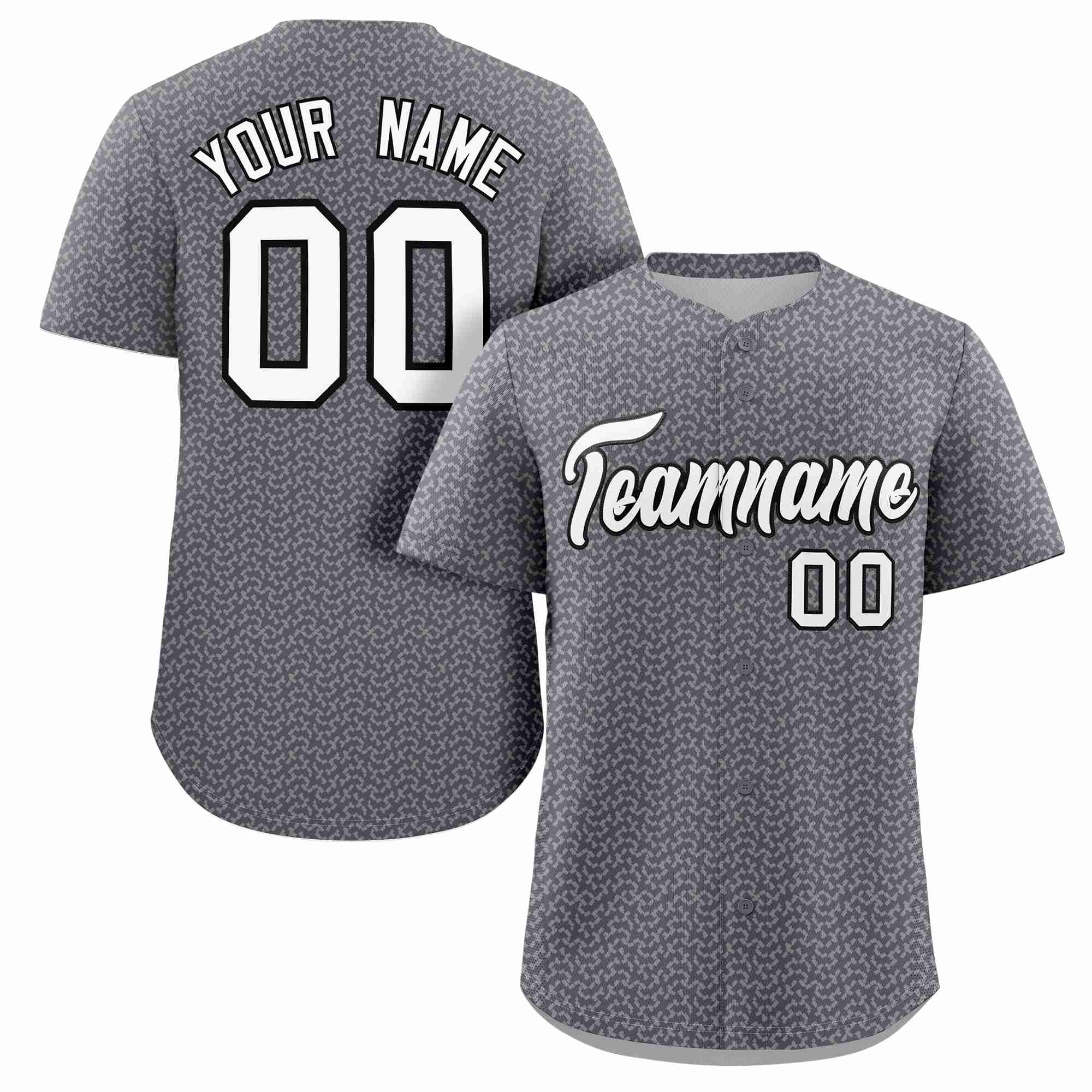 Custom Dark Gray White Texture Graffiti Pattern Personalized Authentic Baseball Jersey