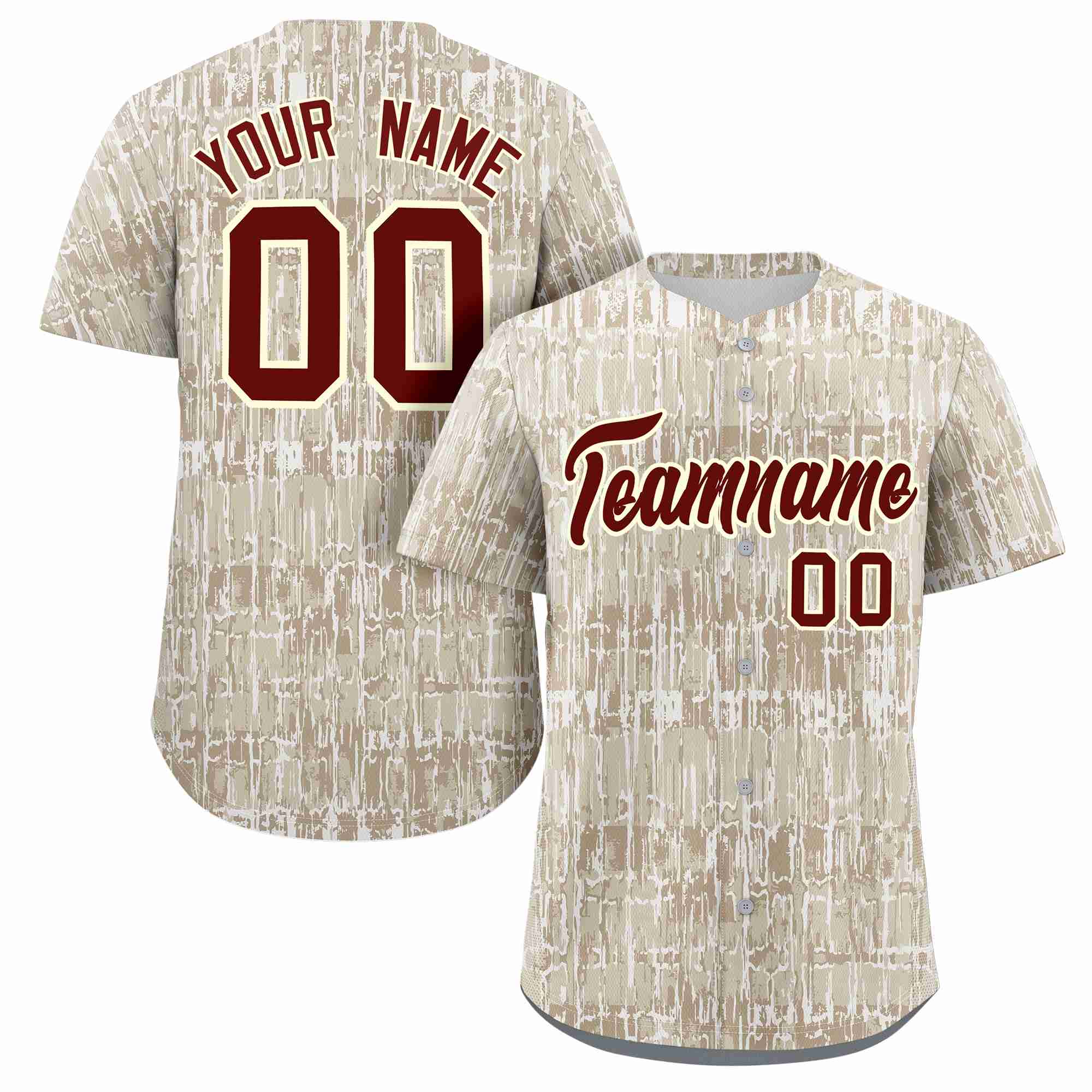 Custom Cream Crimson Texture Graffiti Pattern Personalized Authentic Baseball Jersey