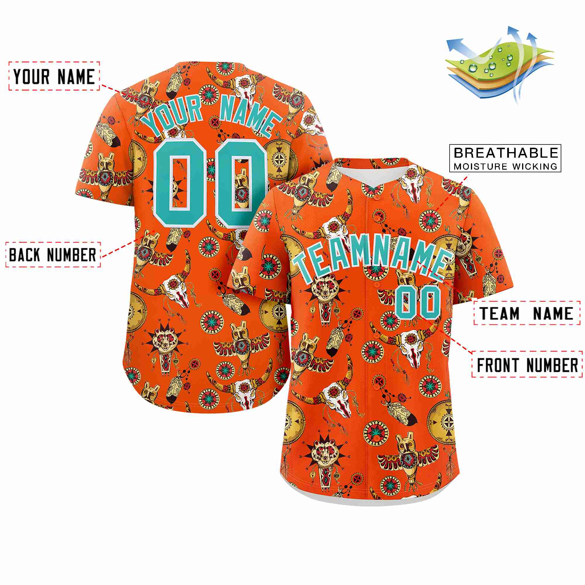 Custom Orange 3D Graffiti Pattern Personalized Design Authentic Baseball Jersey