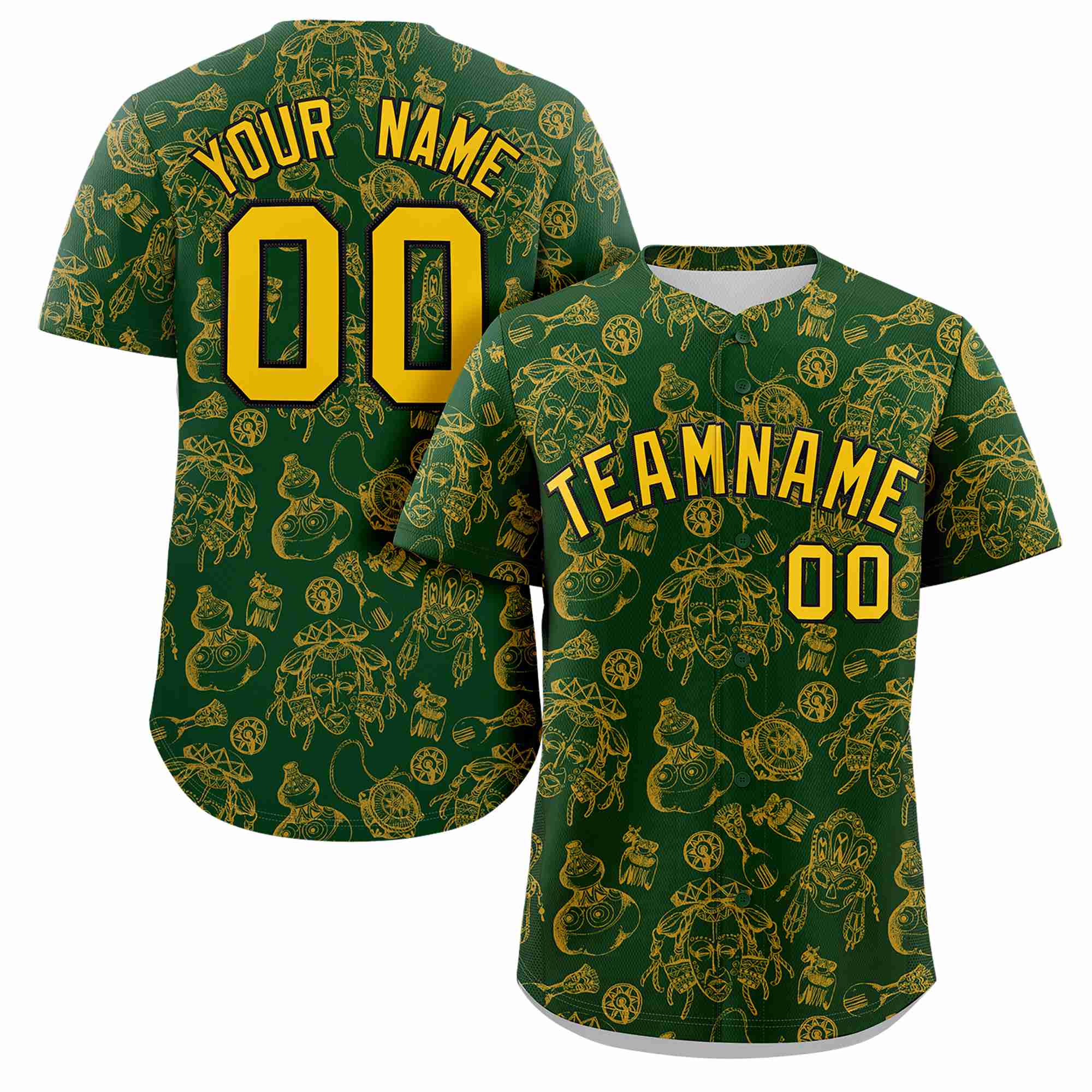 Custom Green 3D Graffiti Pattern Personalized Design Authentic Baseball Jersey