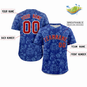 Custom Royal 3D Graffiti Pattern Personalized Design Authentic Baseball Jersey