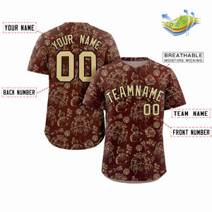 Custom Crimson 3D Graffiti Pattern Personalized Design Authentic Baseball Jersey