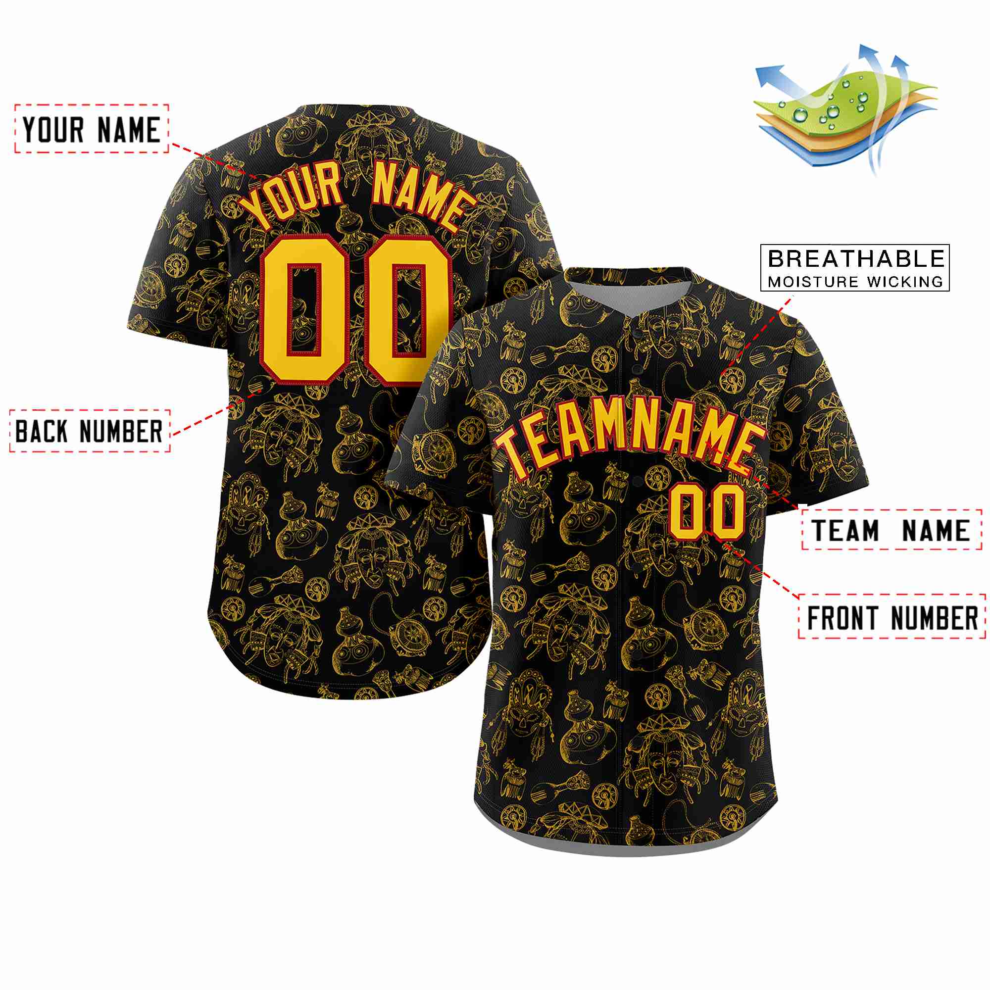 Custom Black 3D Graffiti Pattern Personalized Design Authentic Baseball Jersey