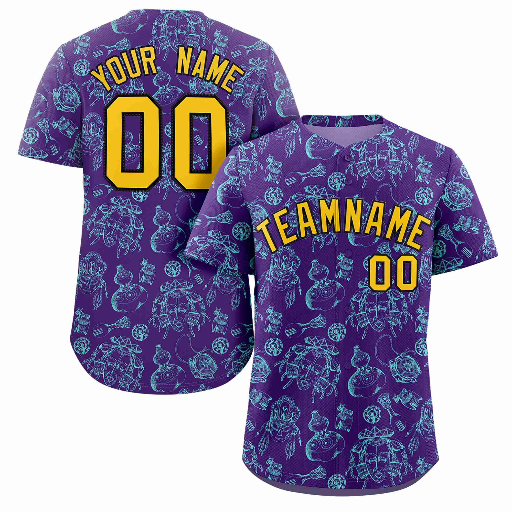 Custom Purple 3D Graffiti Pattern Personalized Design Authentic Baseball Jersey