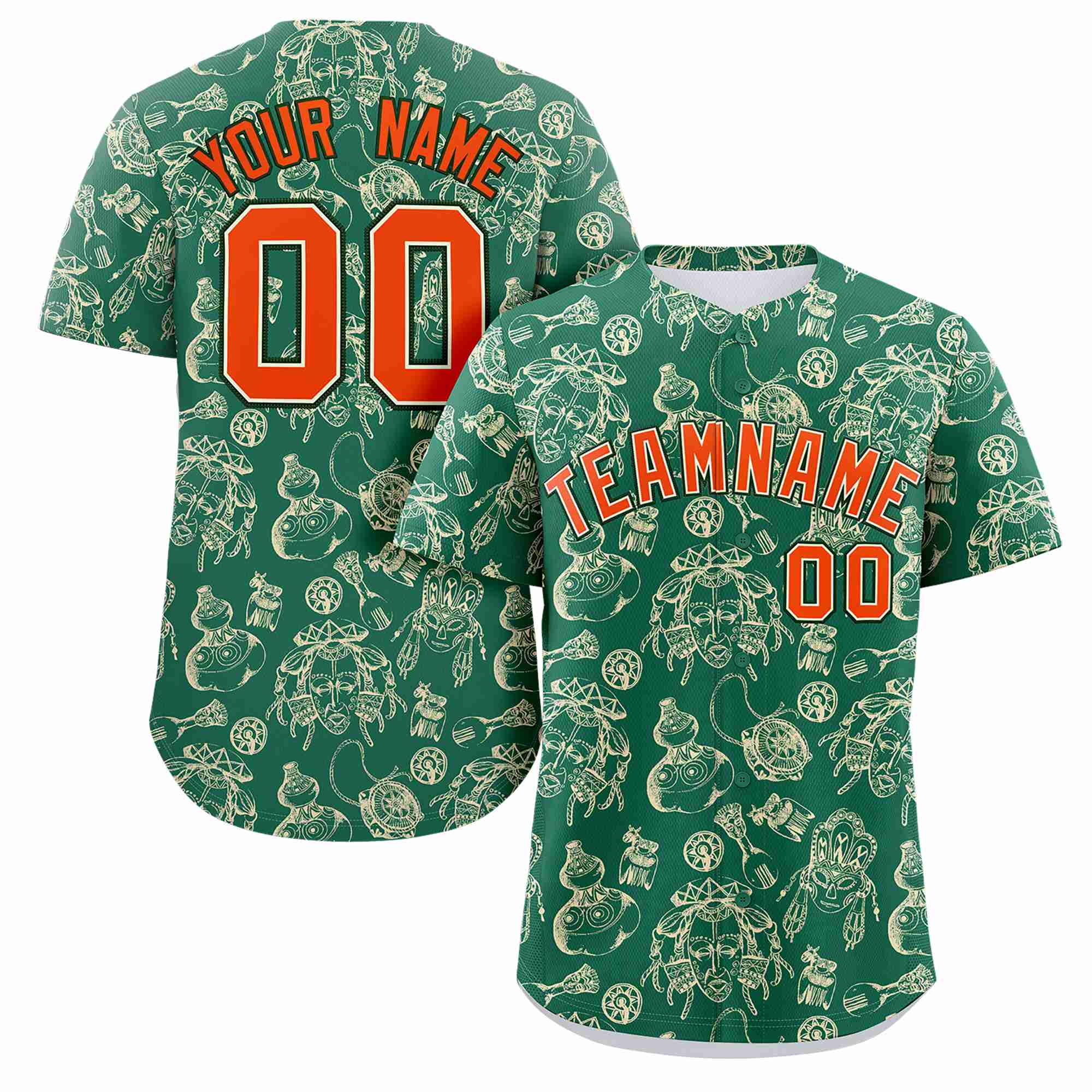 Custom Kelly Green 3D Graffiti Pattern Personalized Design Authentic Baseball Jersey