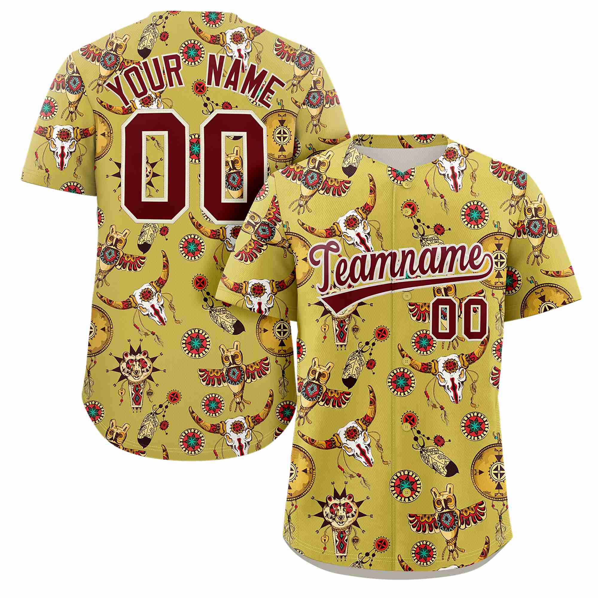 Custom Old Gold 3D Graffiti Pattern Personalized Design Authentic Baseball Jersey