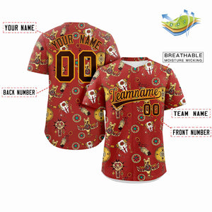 Custom Red 3D Graffiti Pattern Personalized Design Authentic Baseball Jersey