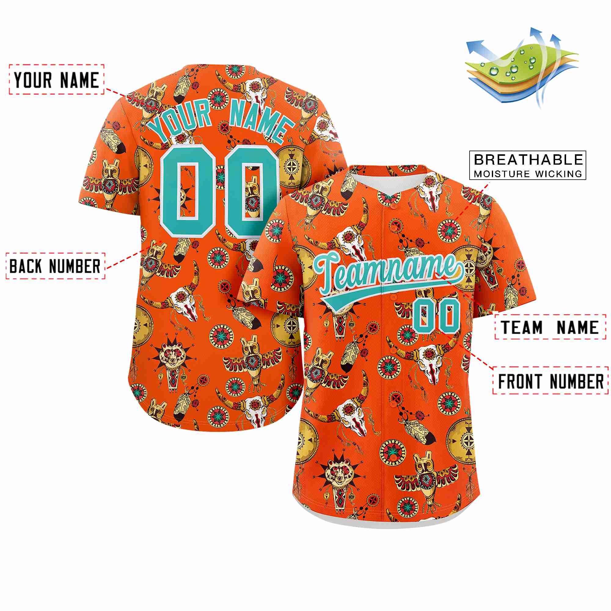 Custom Orange 3D Graffiti Pattern Personalized Design Authentic Baseball Jersey