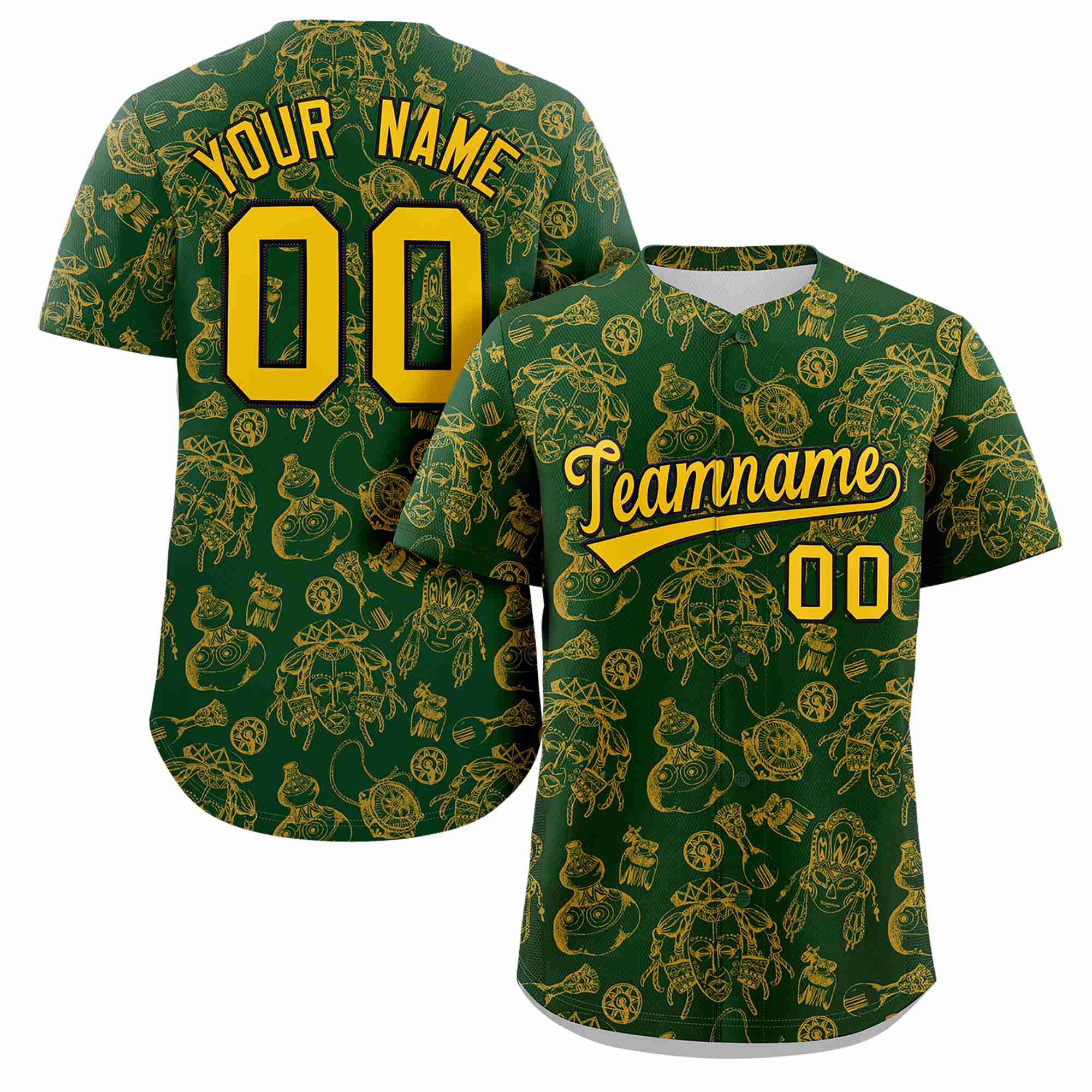 Custom Green 3D Graffiti Pattern Personalized Design Authentic Baseball Jersey