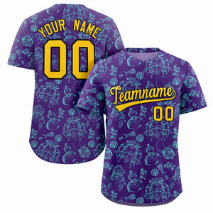 Custom Purple 3D Graffiti Pattern Personalized Design Authentic Baseball Jersey