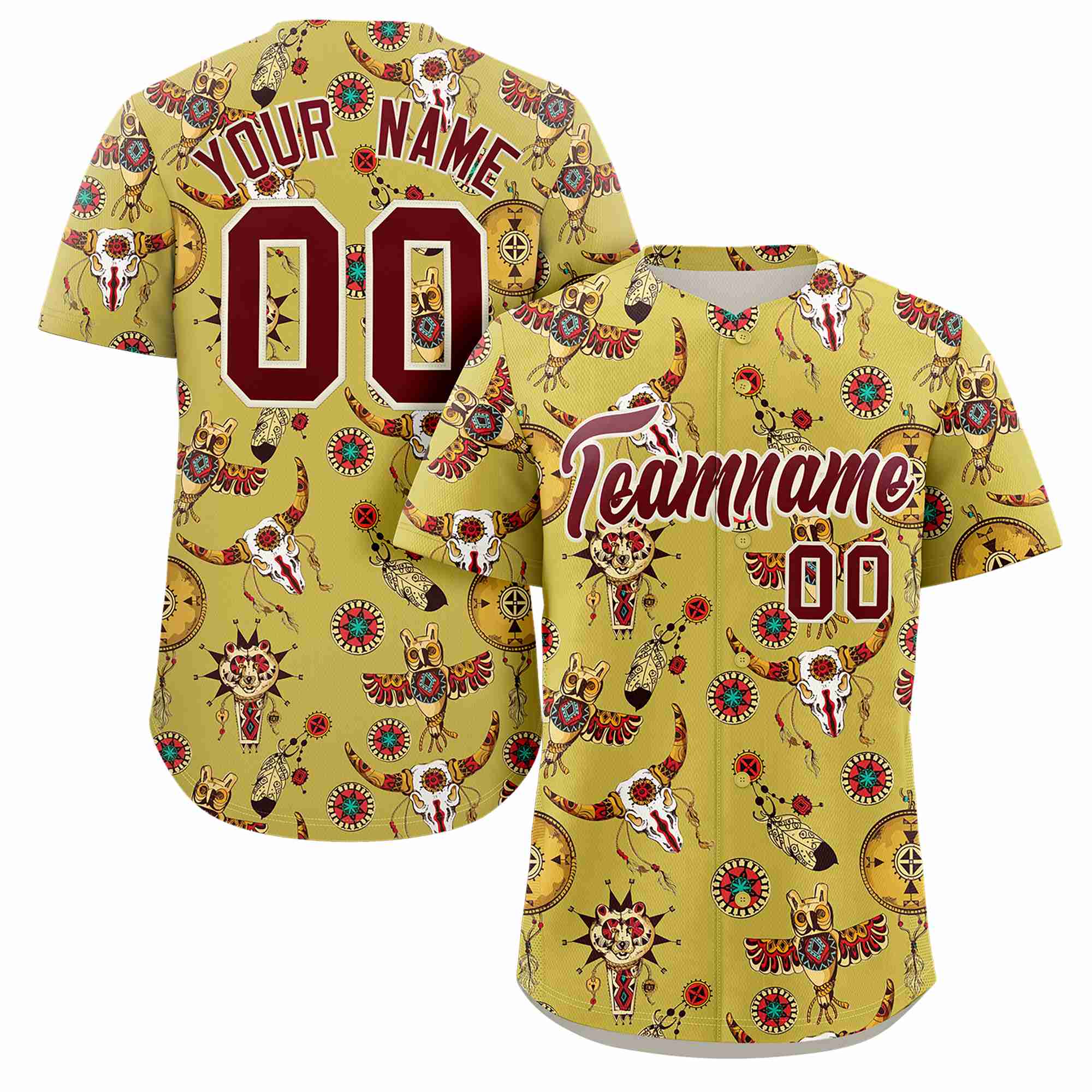 Custom Old Gold 3D Graffiti Pattern Personalized Design Authentic Baseball Jersey