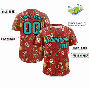 Custom Red 3D Graffiti Pattern Personalized Design Authentic Baseball Jersey