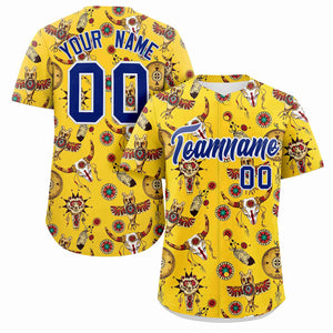 Custom Gold 3D Graffiti Pattern Personalized Design Authentic Baseball Jersey