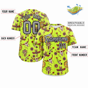 Custom Neon Green 3D Graffiti Pattern Personalized Design Authentic Baseball Jersey