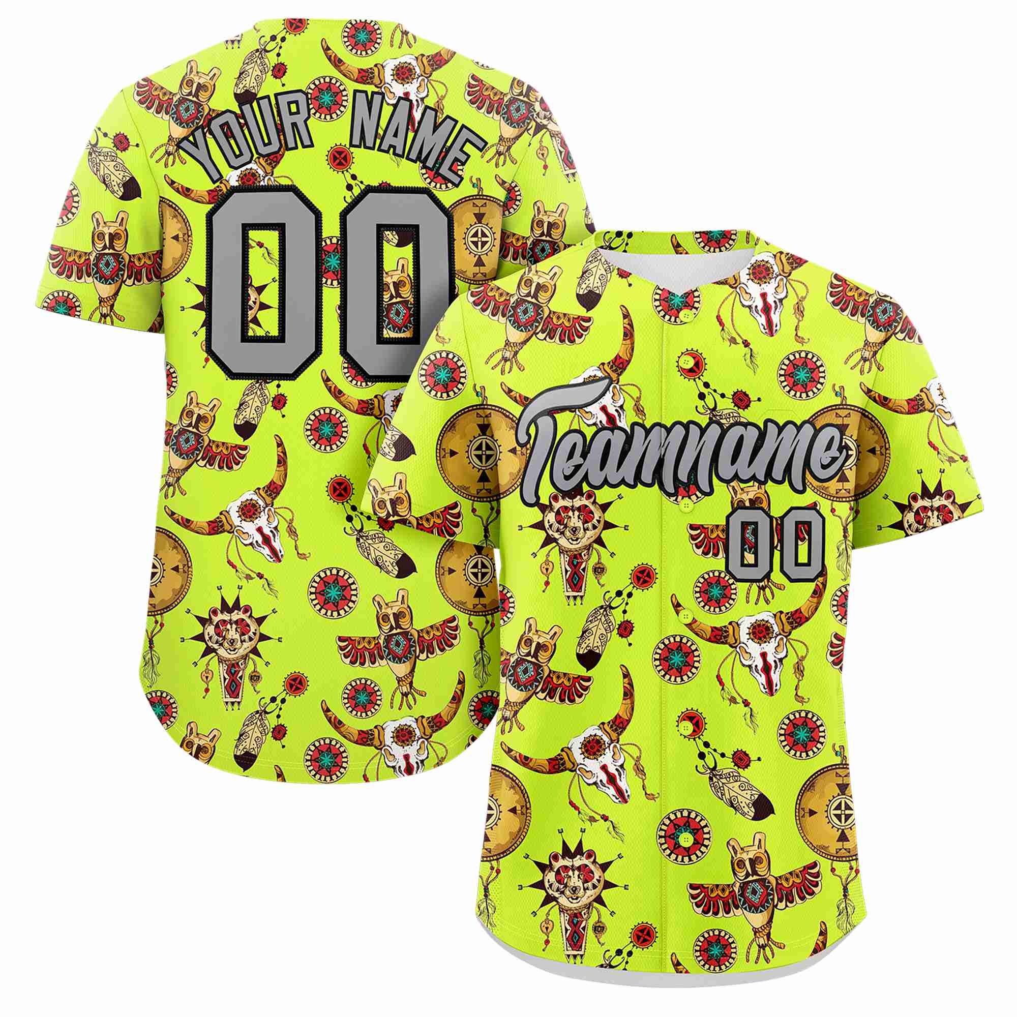 Custom Neon Green 3D Graffiti Pattern Personalized Design Authentic Baseball Jersey