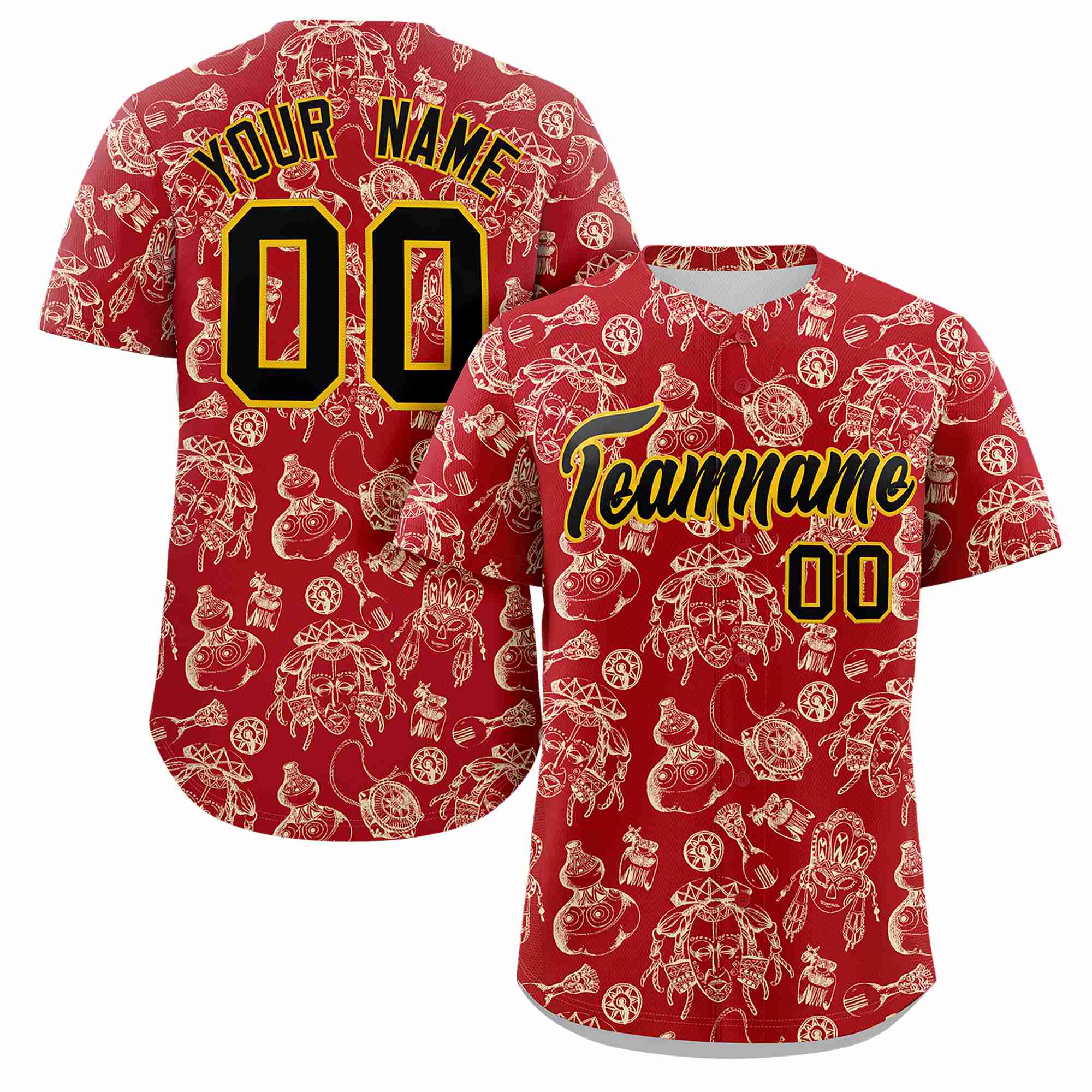 Custom Red 3D Graffiti Pattern Personalized Design Authentic Baseball Jersey