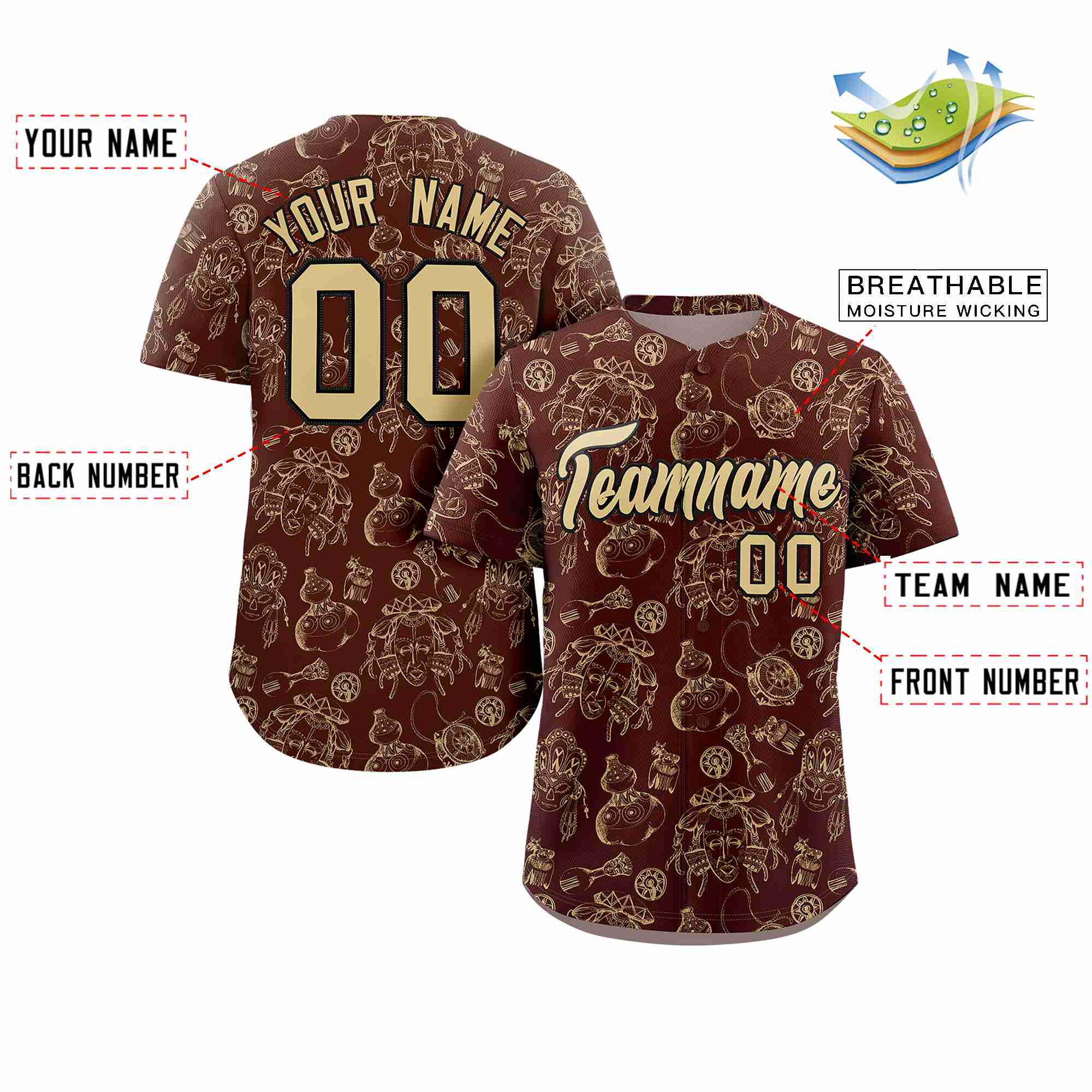 Custom Crimson 3D Graffiti Pattern Personalized Design Authentic Baseball Jersey