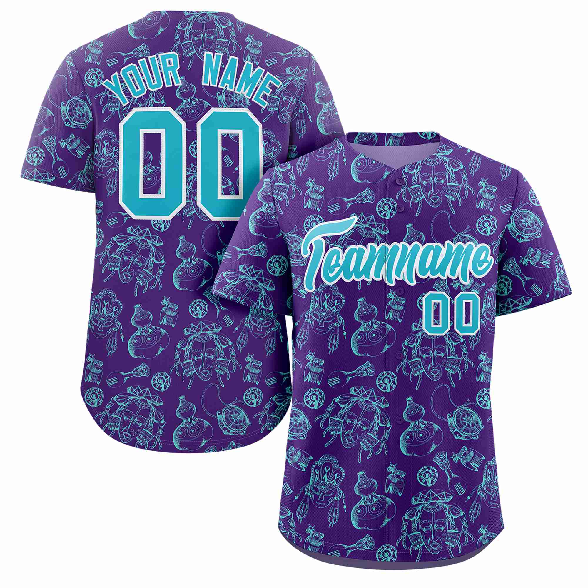 Custom Purple 3D Graffiti Pattern Personalized Design Authentic Baseball Jersey