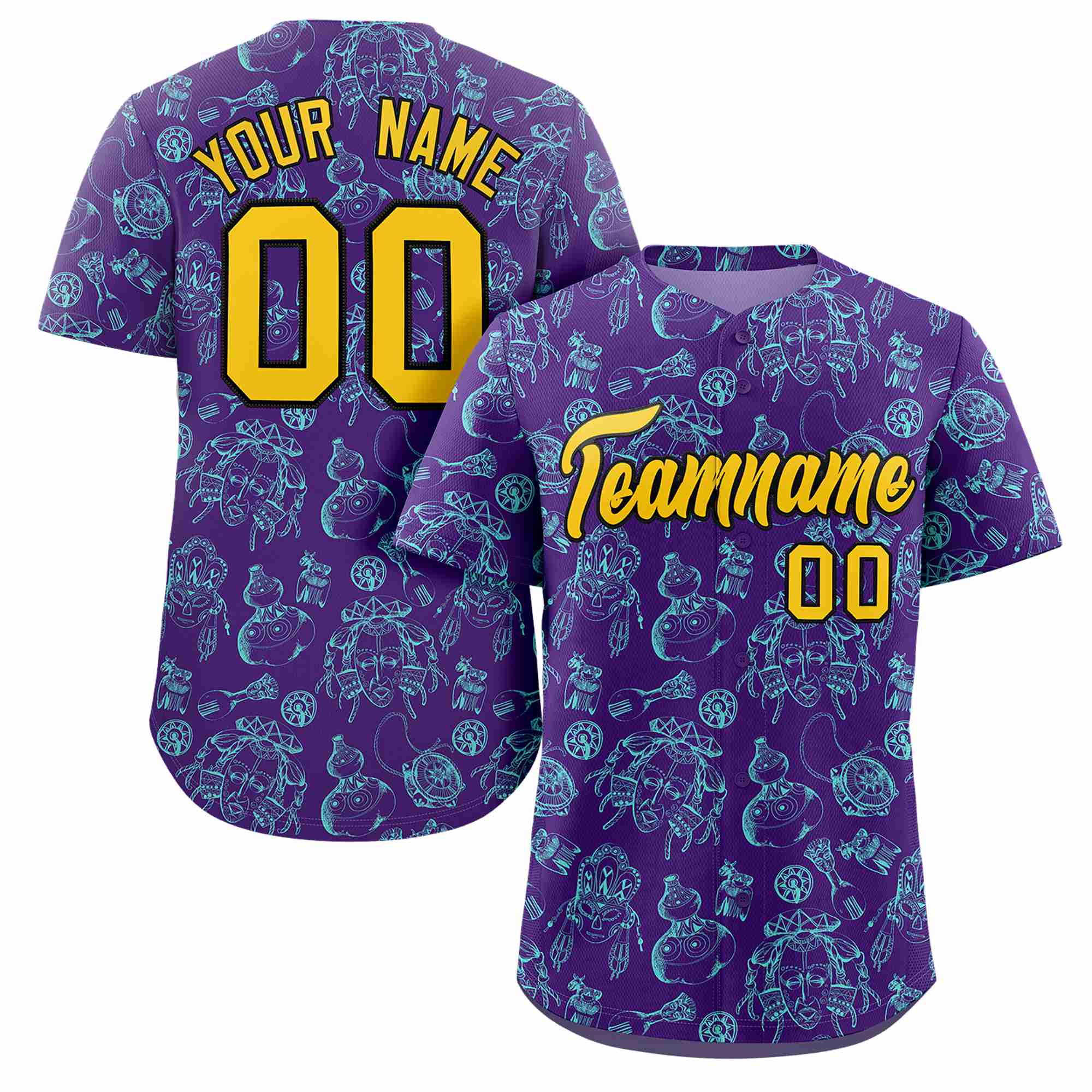 Custom Purple 3D Graffiti Pattern Personalized Design Authentic Baseball Jersey