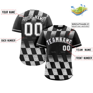 Maillot de baseball personnalisé, motif de blocs de couleurs, noir et blanc, personnalisé, authentique