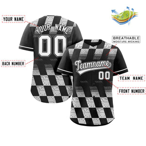 Maillot de baseball personnalisé, motif de blocs de couleurs, noir et blanc, personnalisé, authentique