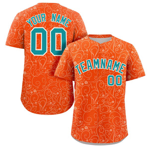 Custom Orange Cream Line Art Graffiti Pattern Design Authentic Baseball Jersey