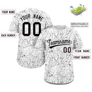 Custom White Black Line Art Graffiti Pattern Design Authentic Baseball Jersey