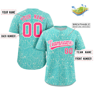 Custom Light Green Cream Line Art Graffiti Pattern Design Authentic Baseball Jersey