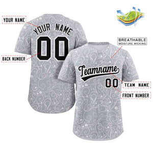 Custom Light Gray White Line Art Graffiti Pattern Design Authentic Baseball Jersey