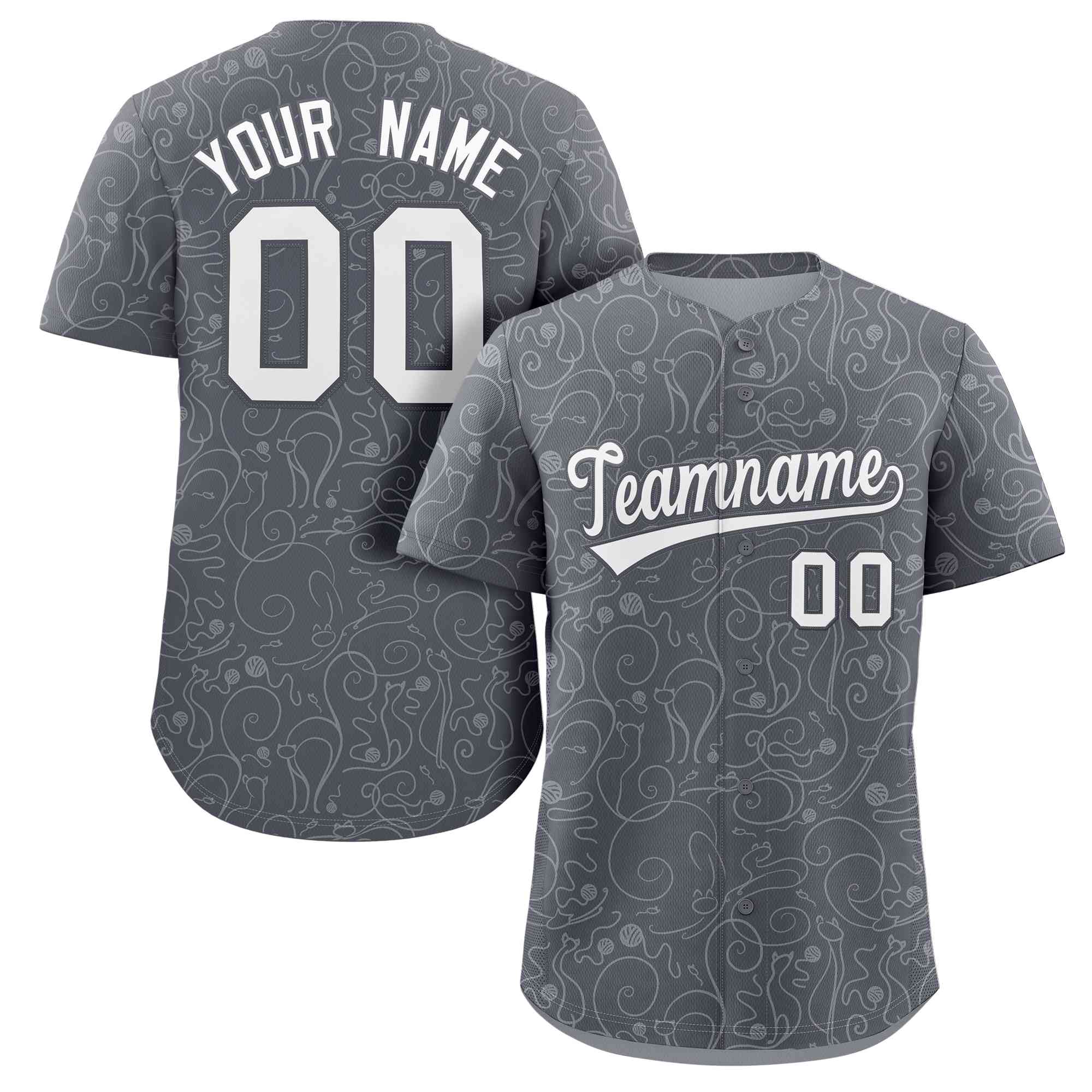 Custom Dark Gray Lt Gray Line Art Graffiti Pattern Design Authentic Baseball Jersey