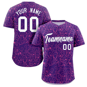 Custom Purple Pink Line Art Graffiti Pattern Design Authentic Baseball Jersey