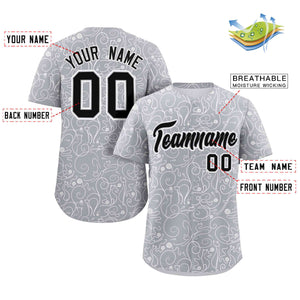 Custom Light Gray White Line Art Graffiti Pattern Design Authentic Baseball Jersey