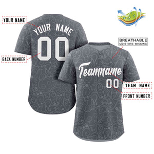 Custom Dark Gray Lt Gray Line Art Graffiti Pattern Design Authentic Baseball Jersey